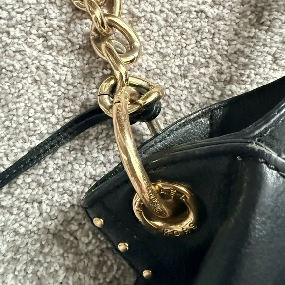 Michael Kors Black Shoulder Bag with Gold Accents - Picture 7 of 16